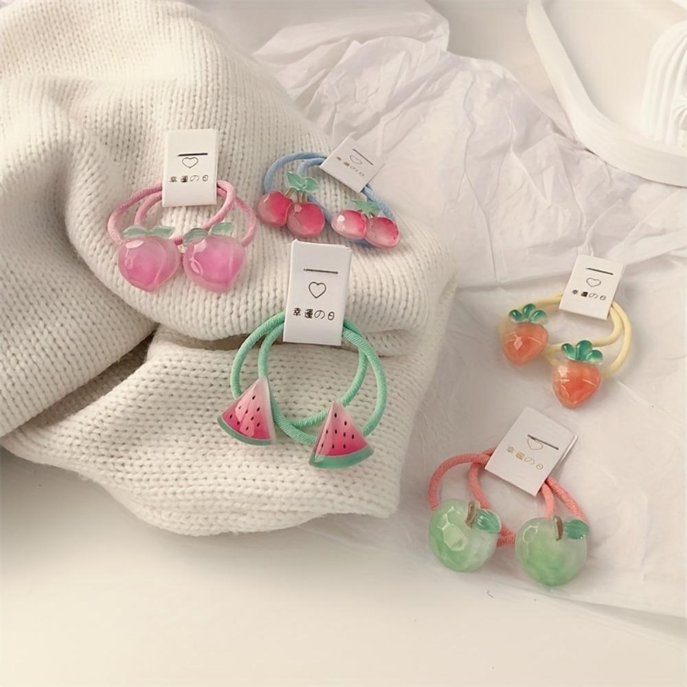 2/10pcs Bohemia Children's Carrot Head Rope Female Korean Cute Fruit Headwear Hair Tie Rubber Band Cherry Hair Rope