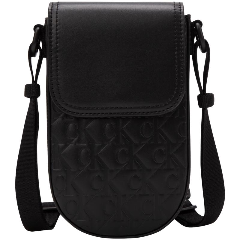 

Calvin Klein Casual Minimalist Letter Embossed Commuter Portable Flap Phone Bag Men Crossbody Bag Space-Black HP2095-001 Space Black,Basic Set (Bag)