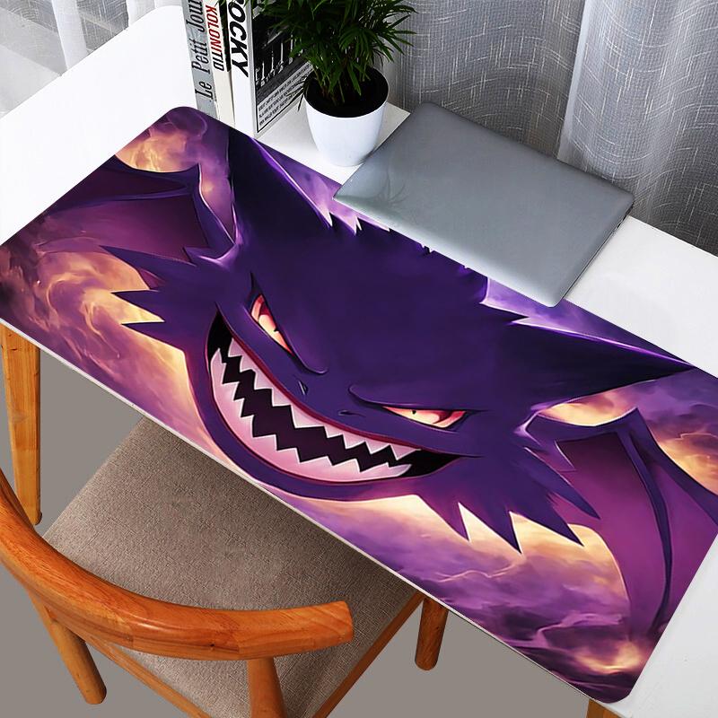 Menacing Gengar Large Desk Mat Fiery Purple Aesthetic Gaming Mouse Pad