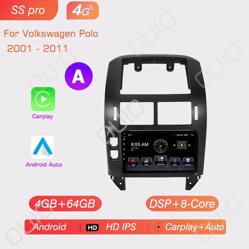 Android 13 Carplay Radio For Volkswagen Polo Mk4 IV 2001-2009 Car Stereo Multimedia Player Android Auto GPS Navigation 2DIN DSP