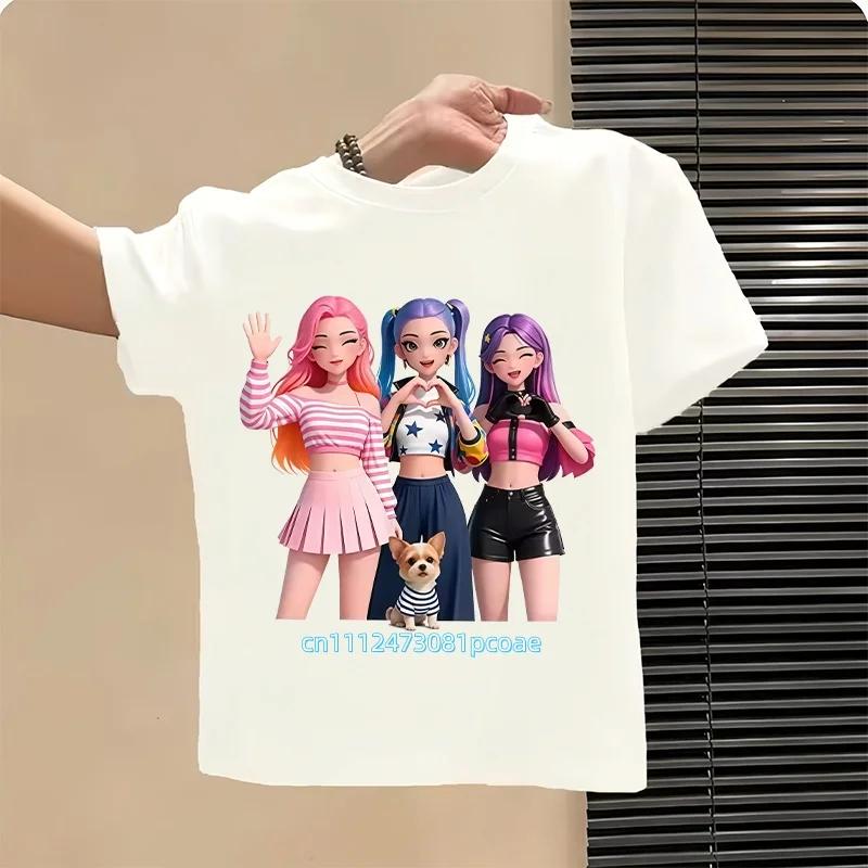 Kpop Childrens T Shirt Cartoon Graphic Short Sleeve Summer Comfortable Top Funny Gift for Fans Harajuku TShirts Girls Clothes