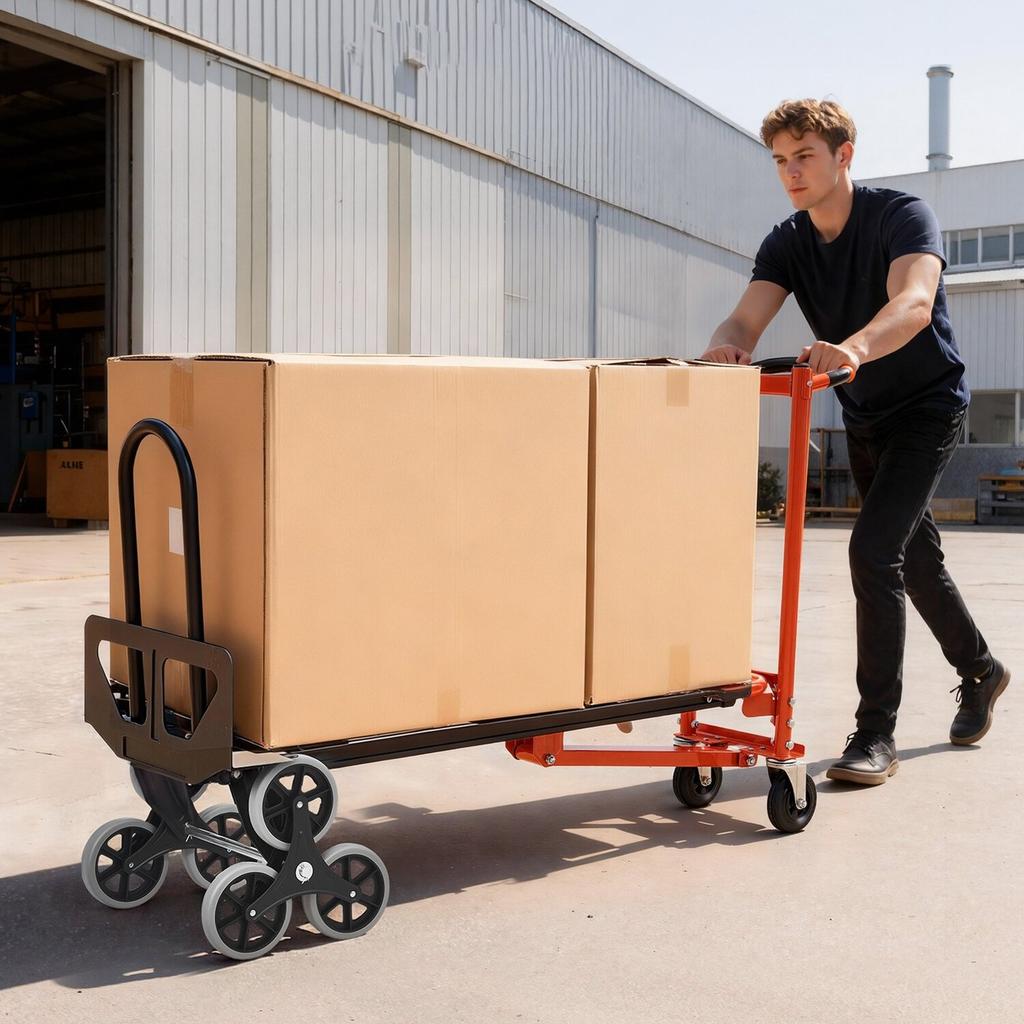 3 in 1 Industrial Convertible Stair Climbing Cart, 350 kg Max Load, Folding Hand Truck Dolly with Handle & Wheels, Stair Climbing Utility Trolley for