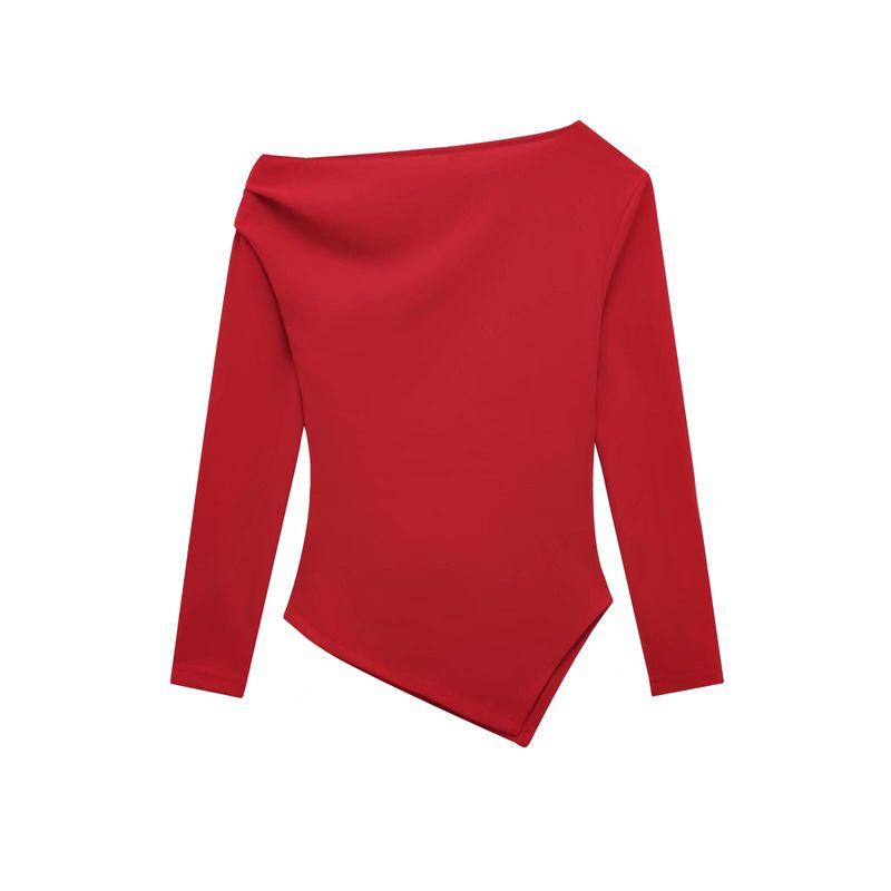 Jnleaog Autumn New Women's Clothing Fashion Style Stylish Fashionable Asymmetric Stretch Tops 3644328