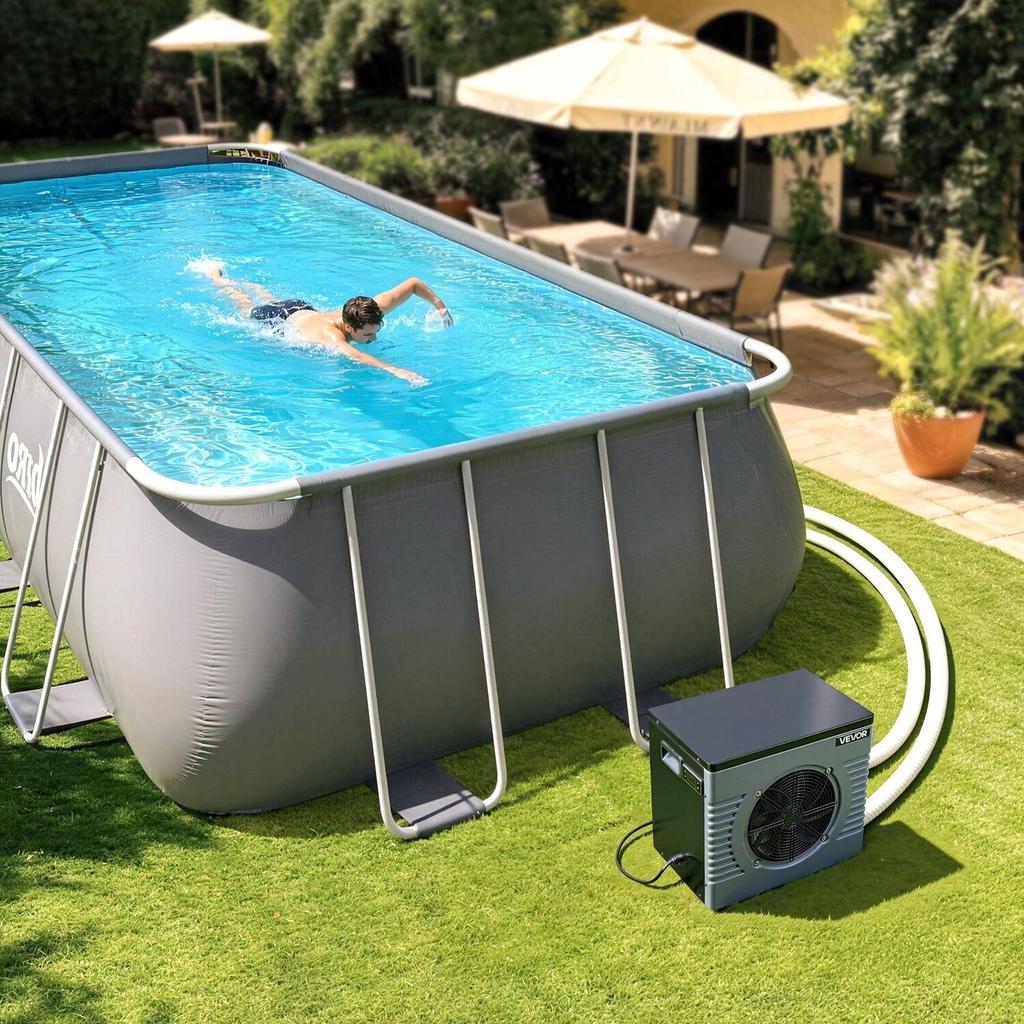 4160 W Pool Heat Pump, Electric Pool Heater for Above Ground Up To 15 M³, Max COP 5.14, Low Noise, GFCI Protection, 15-40 Heating Temperature for