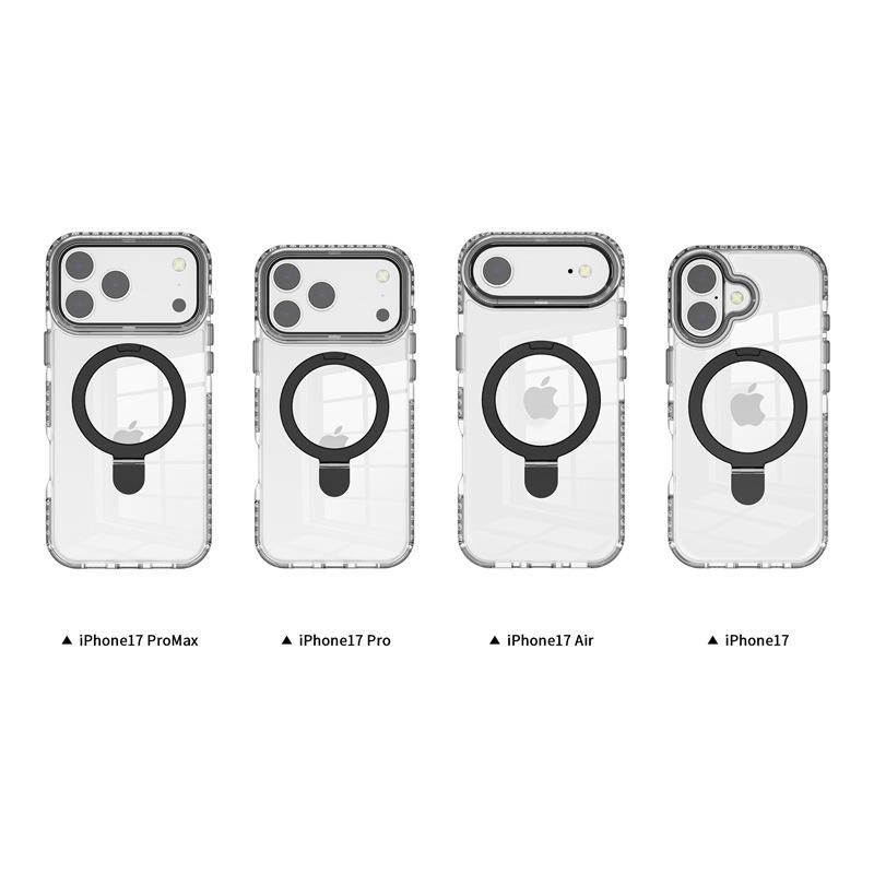 Applicable To Apple 16Pro Strong Magnetic Mobile Phone Case Transparent iphone17Air High-gloss Bracket Mobile Phone Case