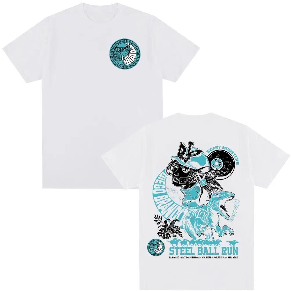 Anime Jojo Bizarre Adventure T-shirt STEEL BALL RUN Diego Brando Manga Graphic T-shirts Men Women Cotton Casual Tshirt