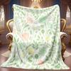 1pc 2D Pastel Floral Greenery Theme Pattern Flannel Blanket Soft HD Digital Print Cooling Blanket All-Season Use Soft Breathable 100% Polyester Fiber