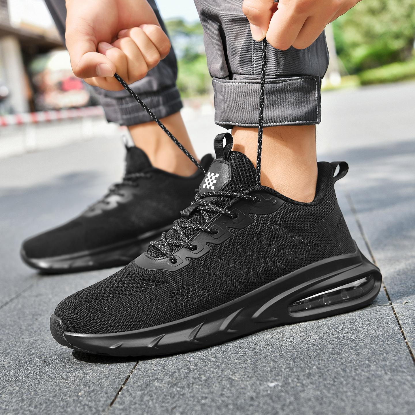 

Новые кроссовки для бега молодежные с воздушной подушкой, из летучей тканой сетки, спортивная обувь, внешнеторговая, 39-48 большой размер, повседневная обувь 39