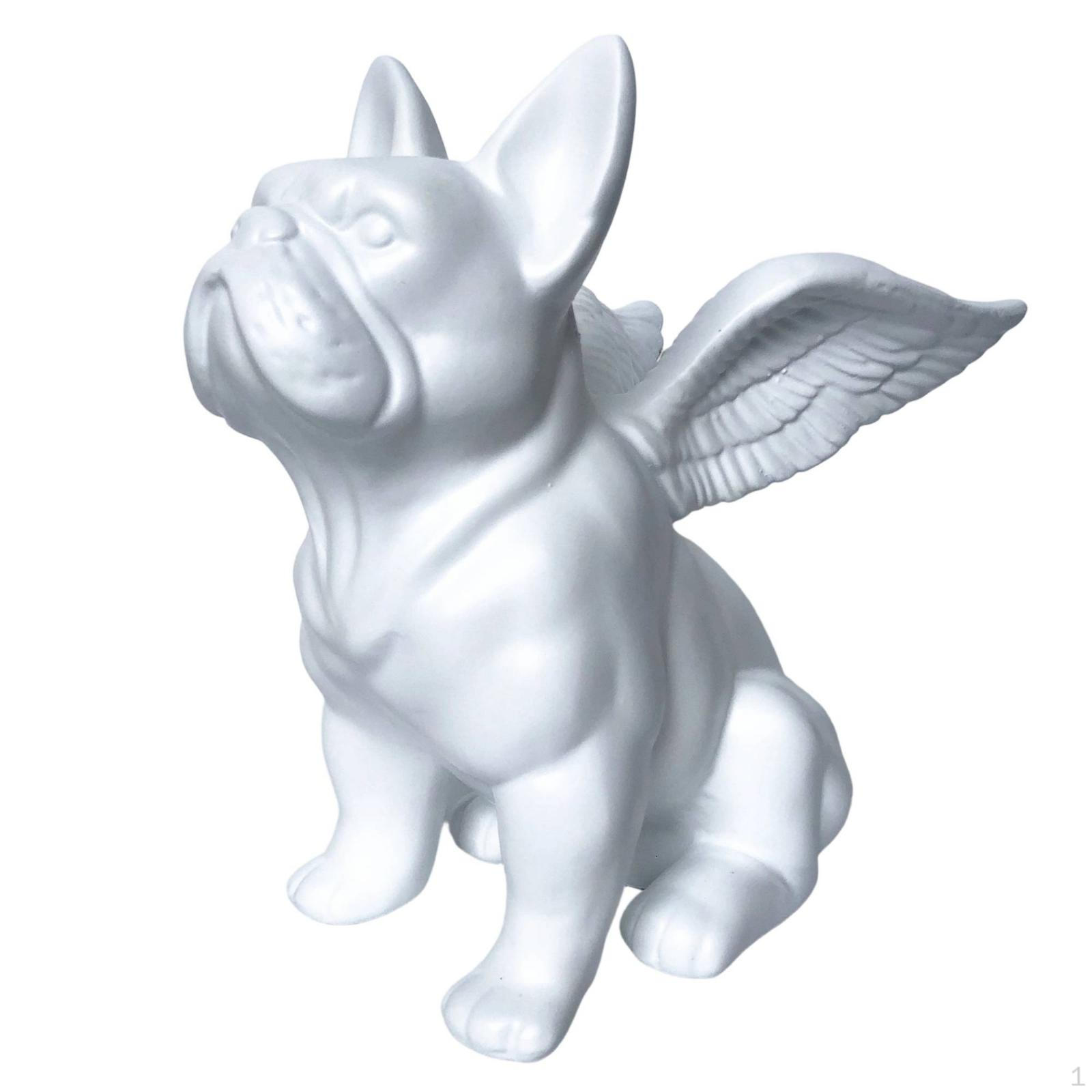 Angelic Dog Figurine Decorative with Feathered Appendages Tabletop Ornament for Living