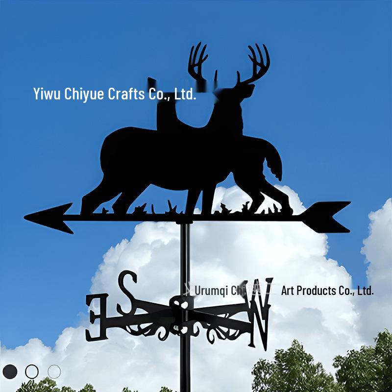 Weather Vane Ornament: Outdoor Wrought Iron Spray-Painted Roof Decoration Metal Craft