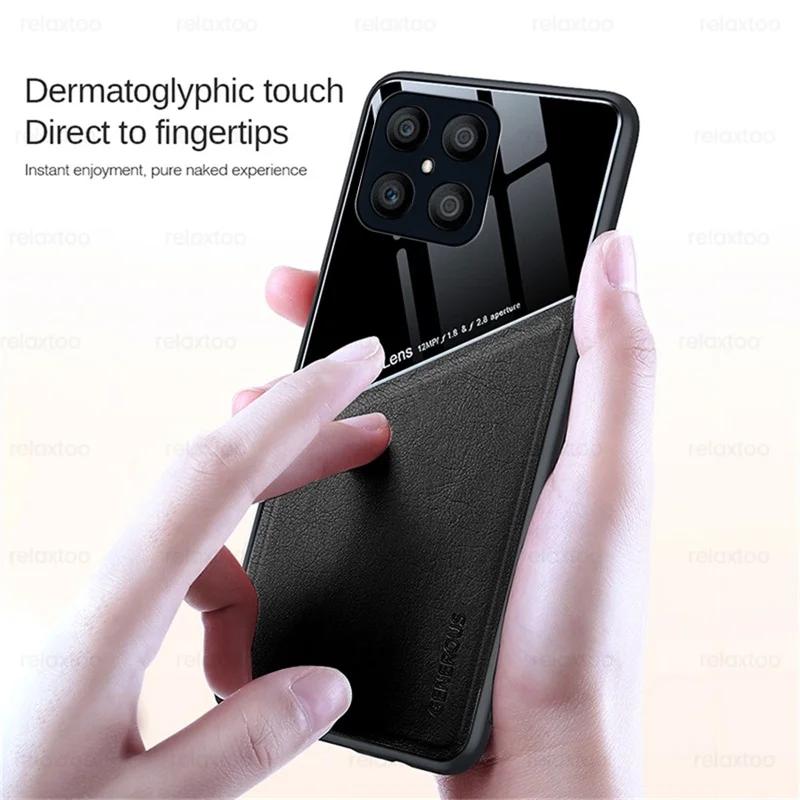 Car Magnetic Leather Phone Case for Honor X7C X7A X7B X8A X8B X9A X9B X6 X7 X8 X9 4G 5G TPU+PC Shockproof Protector Armor Cover