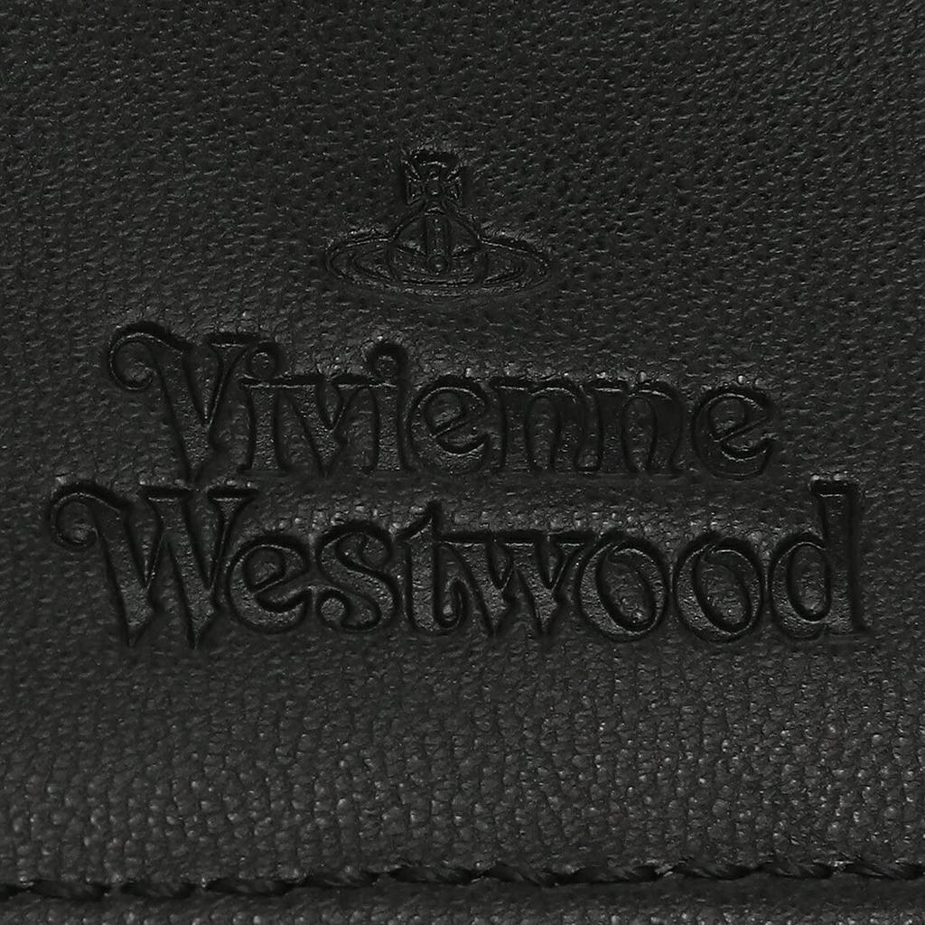 Vivienne Westwood Vegan Grain Wallet with Clasp 51010018 S000D N403 Tri-fold Closure, Black, Women's, [Used]