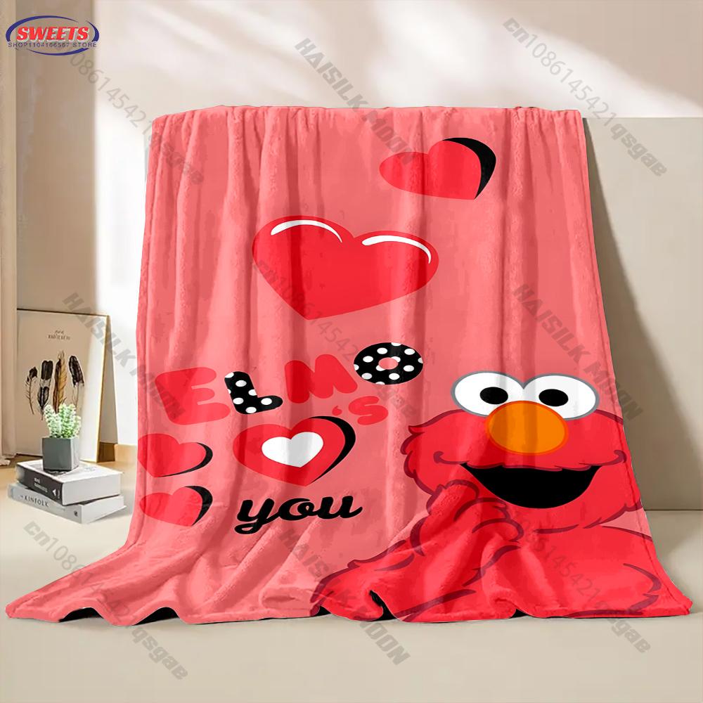 6 Sizes S-Sesame S-Street Pattern Printed Blanket, Cozy Warm Blanket for Sofa, Bed, Camping, Holiday Gift for Family and Friends