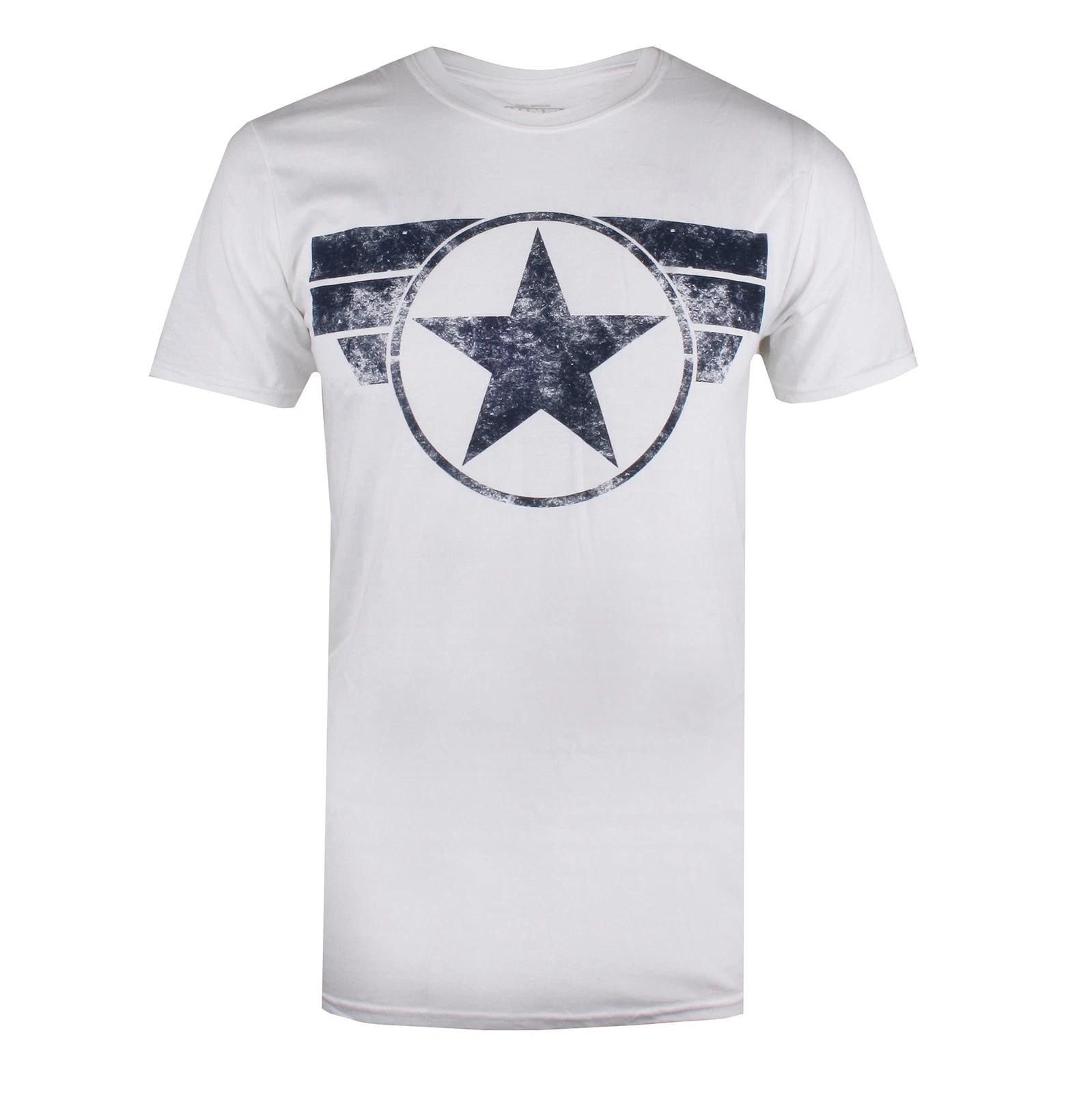Marvel Comics Captain vintage Logo Men s White T-Shirt 4XL