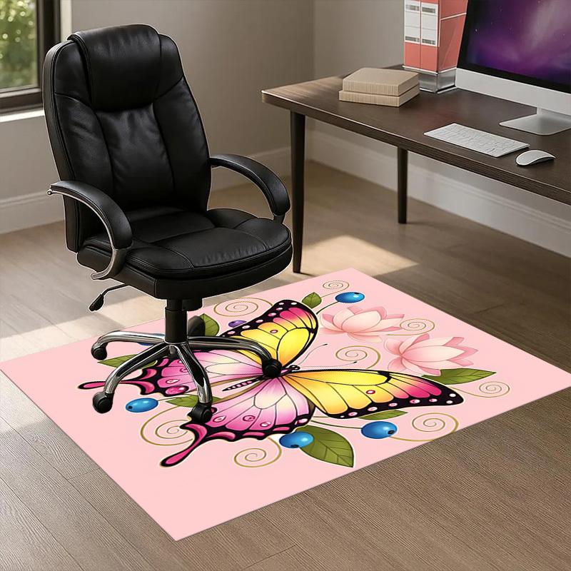 Butterfly Flowers Pattern Area Rug, Office Carpet Indoor Outdoor Entrance Doormat, Non-Slip Soft And Comfortable, Living Room, C122057