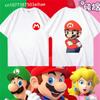 Super Mario Cartoon Pattern Unisex Cotton Tshirt Oneck ShortSleeved Summer Casual Roleplaying for Adults And Children