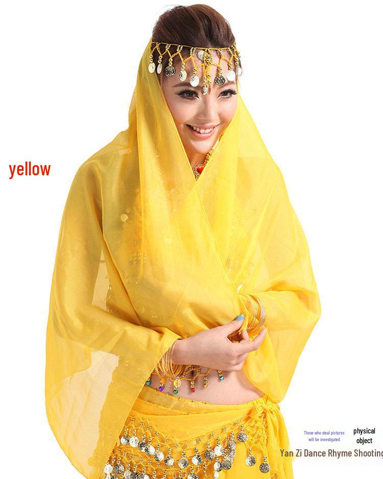 Belly Dance Performance Jewelry Set: Headdress, Veil, Necklace, Earrings, Head Chain, Ring, Bracelet