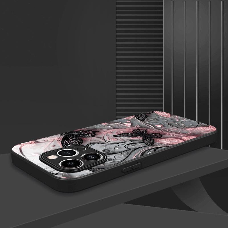 Luksusowe Modne Szklane Etui na Telefon z Wzorem Motyla Dla iPhone 17 16 15 14 Pro Max 13 12 11 16E 17Air 7 8 Plus XS X Pokrowiec