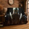 Retro God of War Spiel Kratos Flanelldecke Weiche Warme Überwurfdecke für Schlafzimmer Wohnzimmer Bett Reise Camping Picknick Geschenk