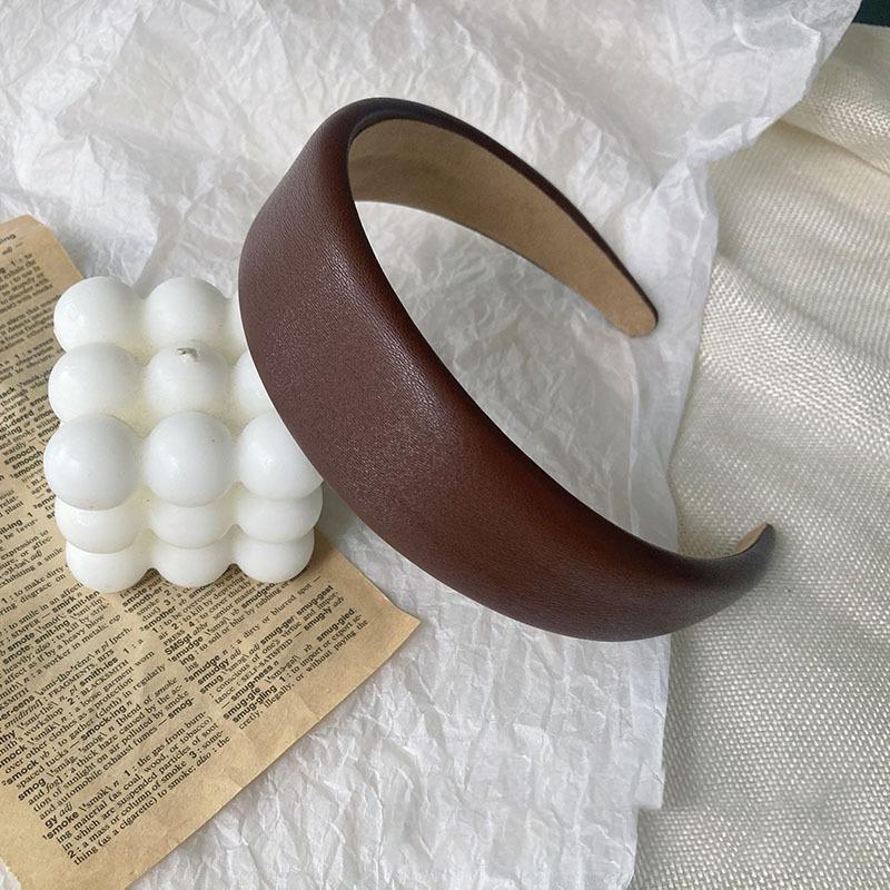 Vintage PU Leather Headbands Hairbands Women Girls Solid Wides Spong Thick Hair Hoops Hair Bands Bezel Fashion Hair Accessories