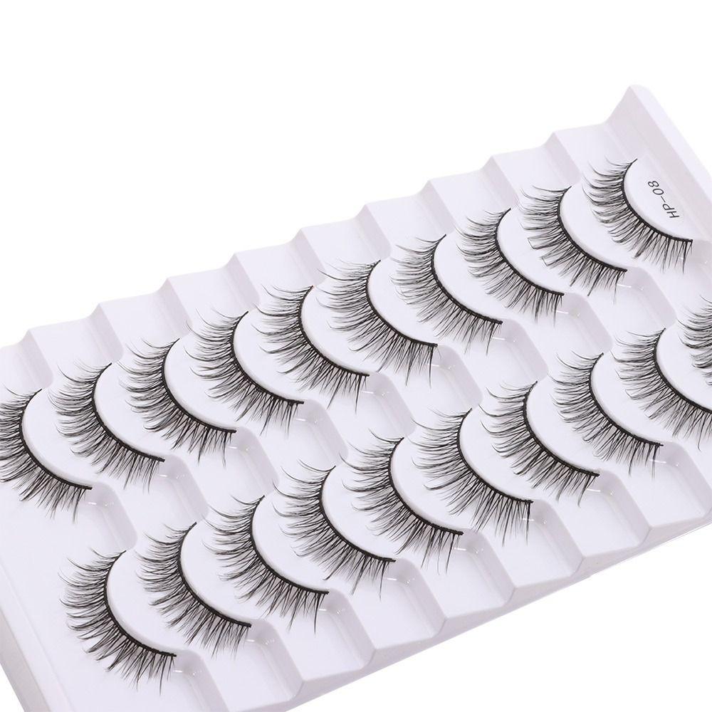 10 Pairs Natural Long False Eyelashes Black Stem Fake Lashes 3D Mink Eyelashes  Eyelash Extension
