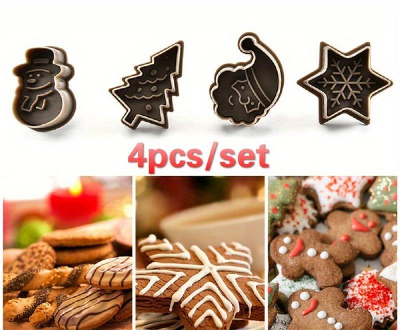 Plastic Christmas Cookie Mold Creative Press Cookie Mold Four-Piece Set of Kitchen Baking Tools Cookie Mold(4pcs/set)