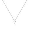 18K Gold Mini Cross Pendant On Stainless Steel Box Chain Necklace