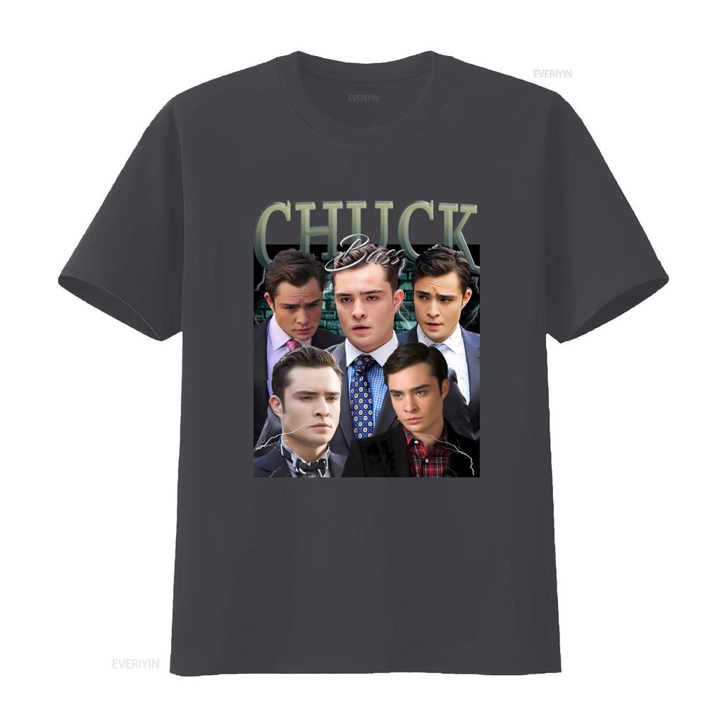 T-shirt Retro Bootleg Chuck Bass per Donna e Uomo vintage Lavata moda Top Unisex Per l'Uso Quotidiano Traspirante Versatile