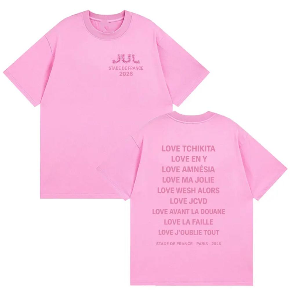 Unisexs Summer Short Sleeve TShirt JUL Love Series French Rapper Letter Graphic Front Back Print 100 Cotton Loose Breathable