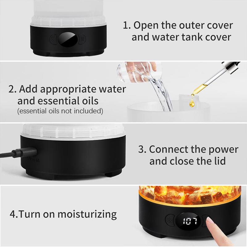 Intelligenter Aroma-Diffusor & Luftbefeuchter mit 200 ml großem Fassungsvermögen, RGB-Farbwechselnde Stimmungsbeleuchtung - Ultraschall-Leisebetrieb, , Timer