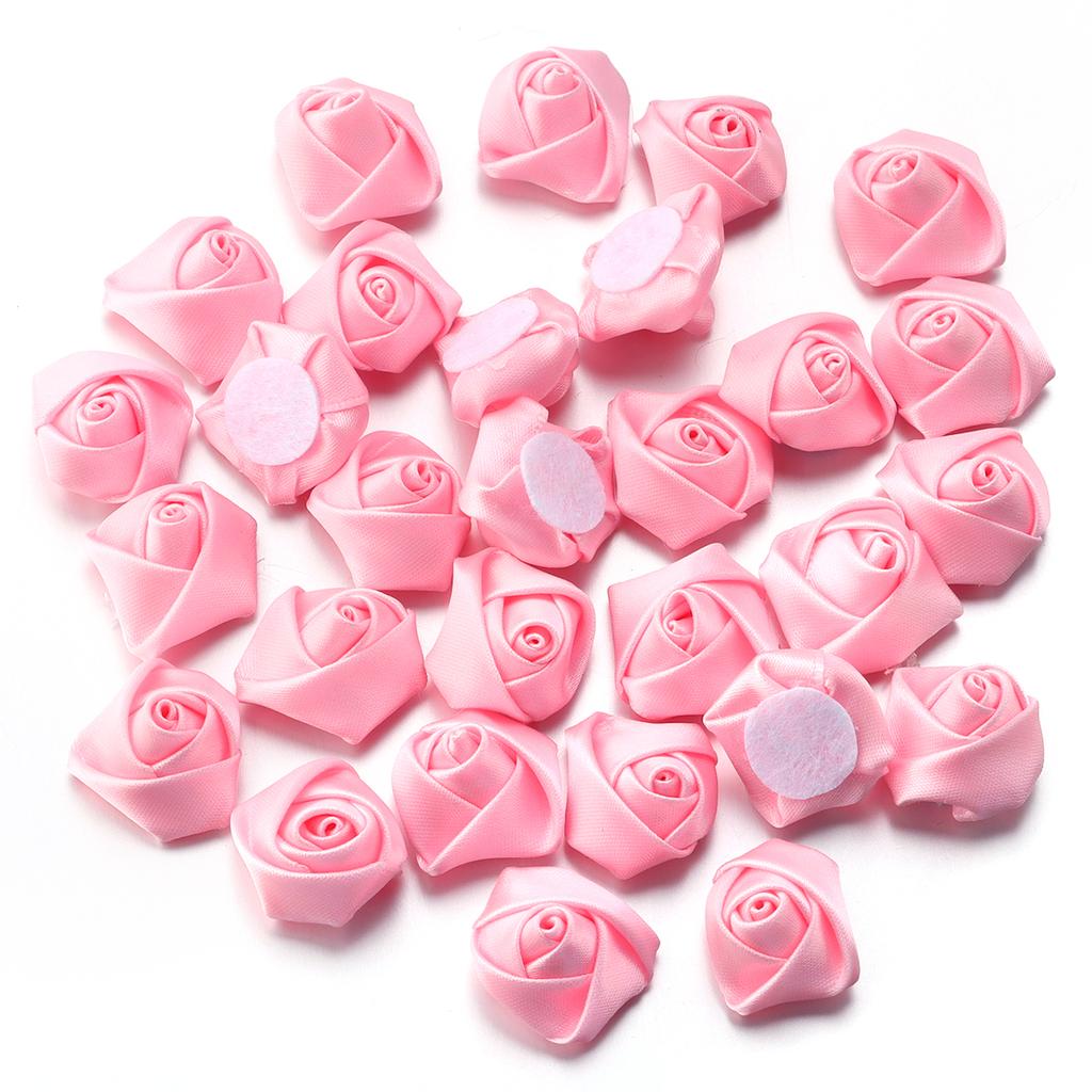 20pcs Satin Fabric Rose Flowers Colorful Handmade Satin Ribbon Flower Bud For DIY Wedding Party Clothing Headwear Decor Supplies