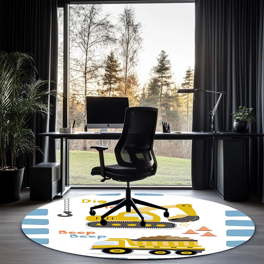 Graafmachine Bedrukte Ronde Vloerkleed Tapijt Stoelkleed Gebiedskleed Entree Deurmatten, voor Kantoorstoel Woonkamer Slaapkamer Keuken.