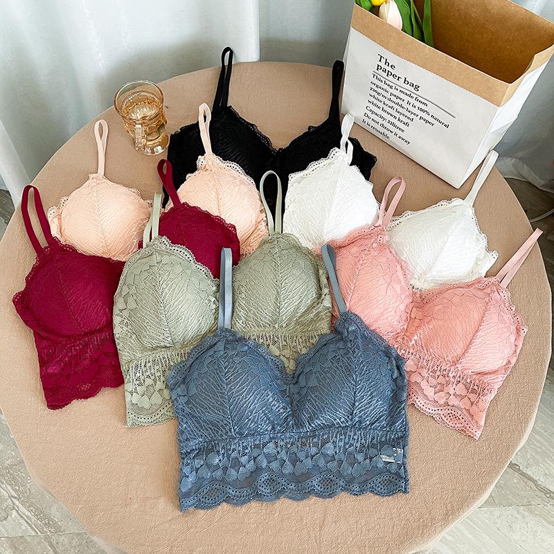 Peach Heart Lace Bandeau Camisole with Open Back and Anti-Exposure Design
