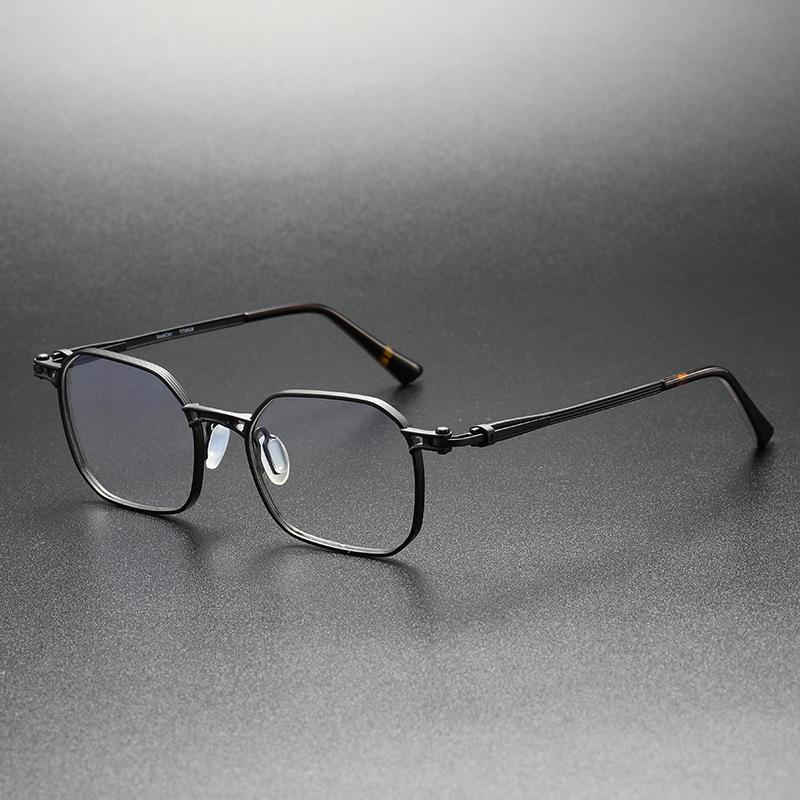 Yuanzaki Anti-Gang Pure Titanium Retro Square Eyeglasses - Handmade Prescription Frames