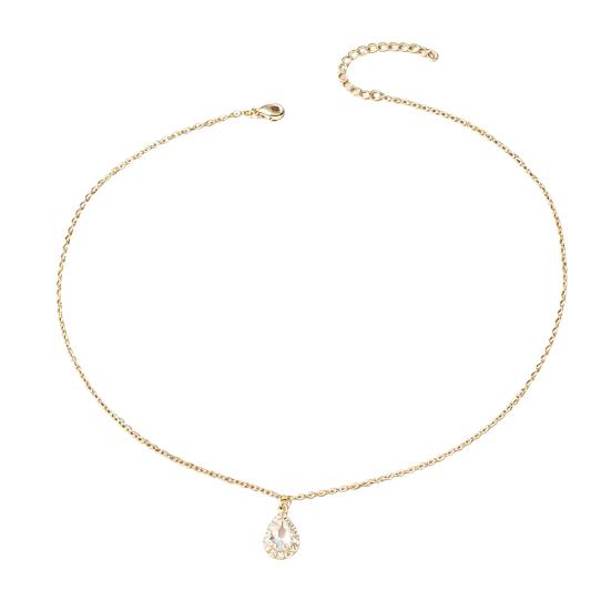 Elegant Alloy Chain for Women Water Drop Necklace Women, Cubic Zirconia Rhinestone Delicate Necklaces Girls Pendant, Sparkling Statement Jewelry
