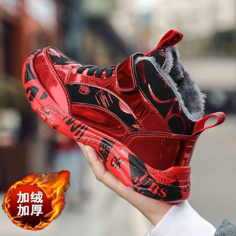 Boys cotton shoes 2025 new winter thickened and velvet two cotton sports shoes children's autumn and winter warm boys shoes tide