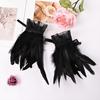 Mansoane de Pene pentru Încheietura Mâinii pentru Femei Mănuși Fără Degete din Pene Gotice Brățară Manșetă din Plasă pentru Accesorii Costum Cosplay de Halloween