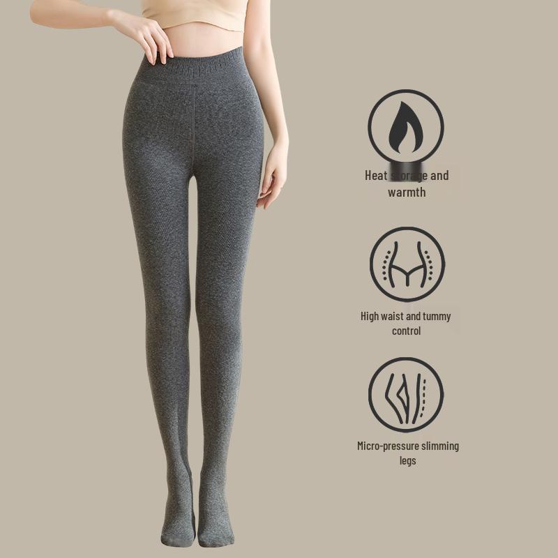 High Waist Slim Fit Velvet-Lined Vertical Stripe Winter Pants for Women