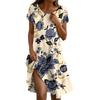 Short Sleeve Boho Dress For Women Casual Loose Fit Summer Sundress Floral Print Dress With Pockets