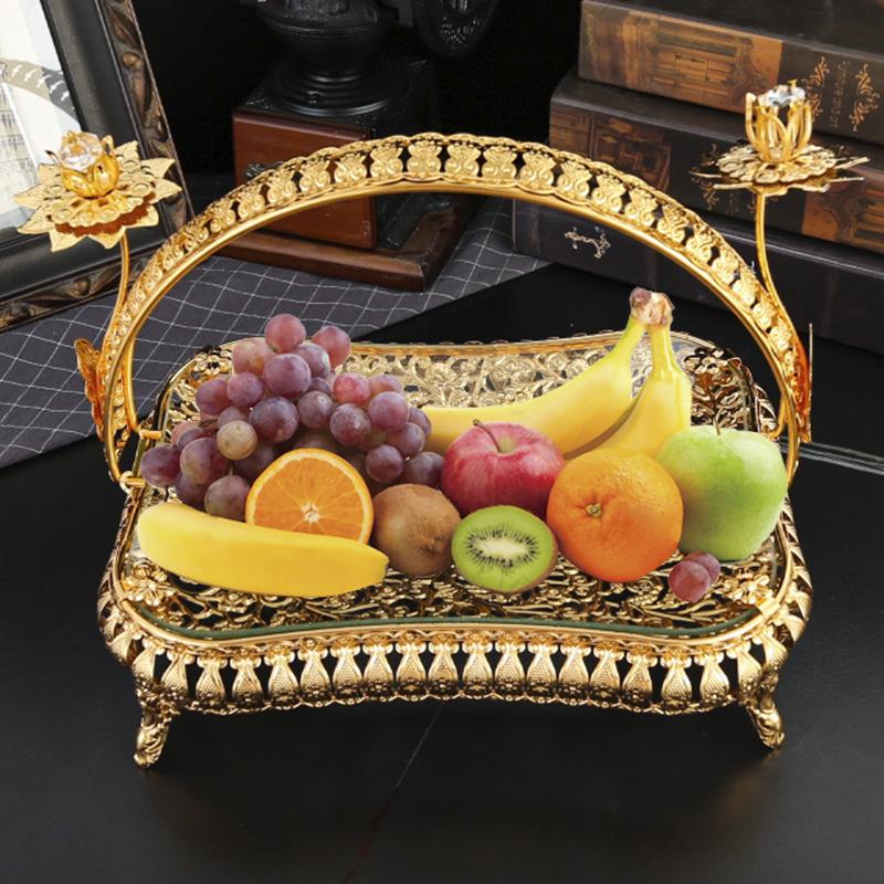 Schmiedeeisen Glas Obstschale Trockenfruchtschale Einfach und kreativ Wohnzimmer Haus Teetisch Speiseschale Dekoration