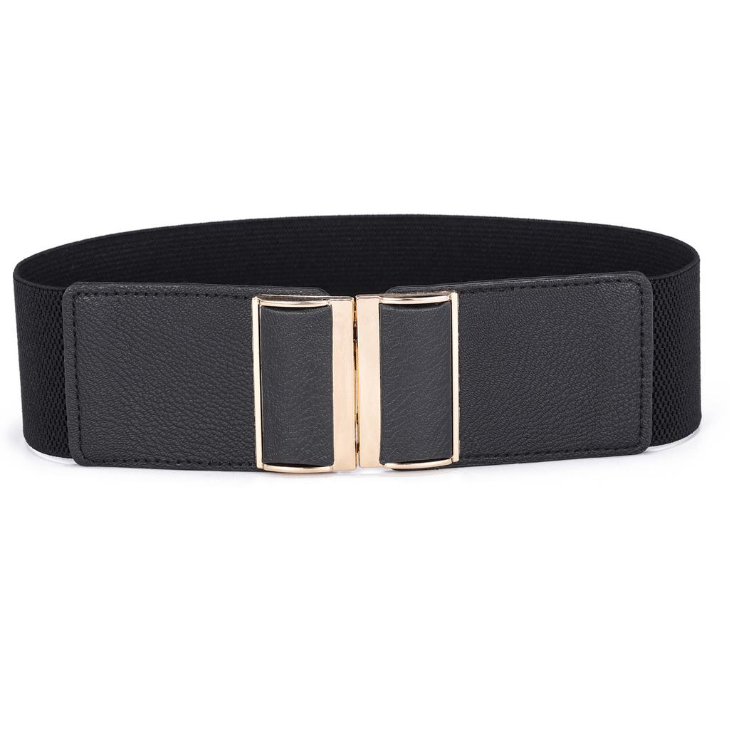 Women'S Xiaoxiangfeng Sticker Leather To Buckle Elastic Waist Seal Skirt Wide Belt Four Colors Optional