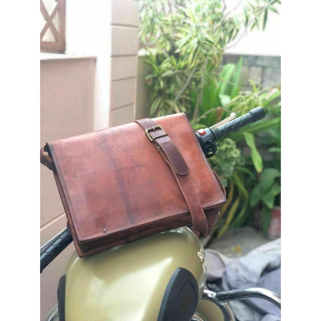 Nowa Torba Męska kozia skóra listonoszka Prawdziwa torba na ramię oryginalna na laptopa brązowa teczka