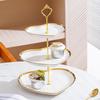 Ru Han Three-Tier Gold Rim Ceramic Dessert Stand