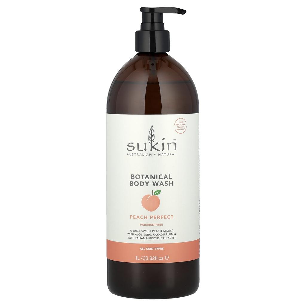 Vegetable Body Wash, All Skin Types, Peach Perfect, 1L (33.82Fl Oz)