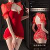 Sex Underwear Velvet and Lace Charming Cheongsam Sex Underwear Sexy Dew Ditch Perspective Suit Women