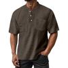 Men's Summer Round Neck Short Sleeve T-Shirt Neck Men's All-match Casual Button Shirt