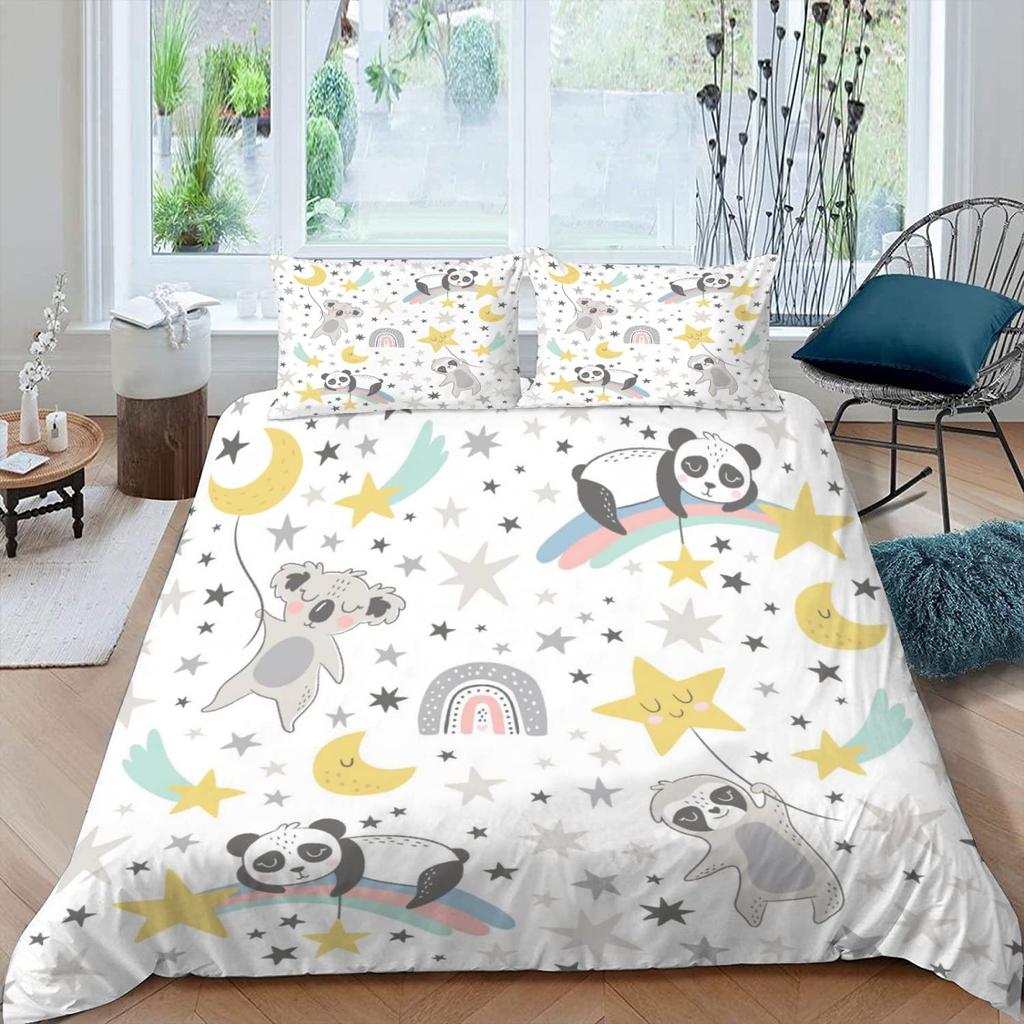 Cute Elephant Koala Duvet Cover Set Cartoon Animals Bedding Set Australia Tree Bear Quilt Cover Twin King for Kids Boys Girls