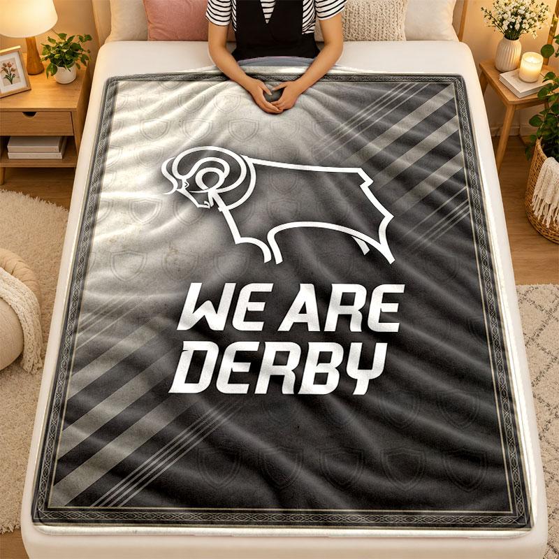 Flannel BlanketDerby County Warm Soft Throw Blanket for Indoor Sofa Bed Living Room Use