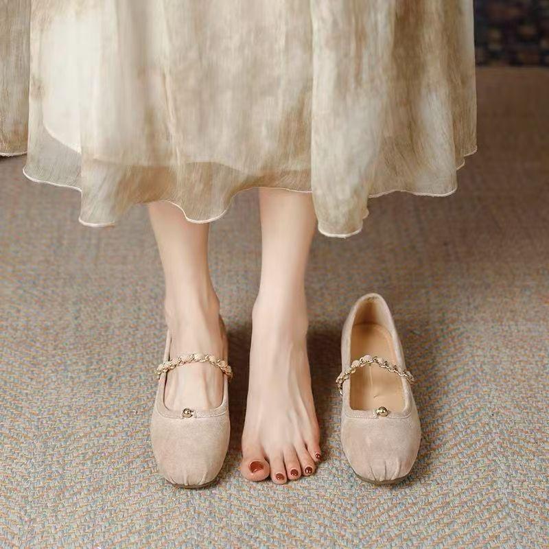 Inner Height Increase Gentle and Thin Fairy Evening Shoes Autumn New Light Mouth Suede Mary Jane Single Shoes Women