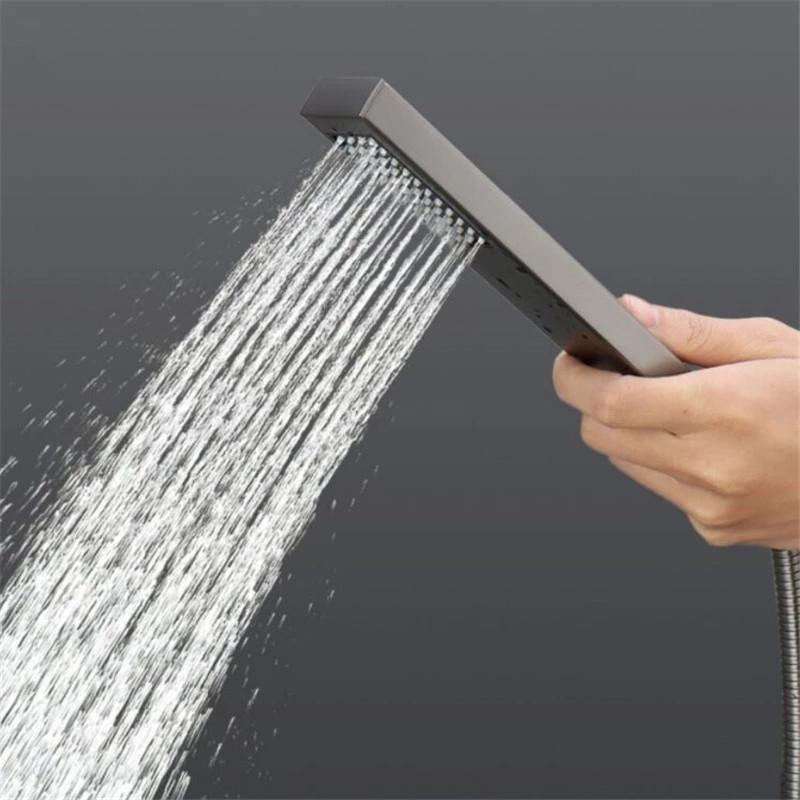 Tuqiu Gray Bathtub Shower Faucet Set Brass Bath & Shower Faucet Bathtub Faucet Mixer With Handheld Waterfall Bathtub Tap Black